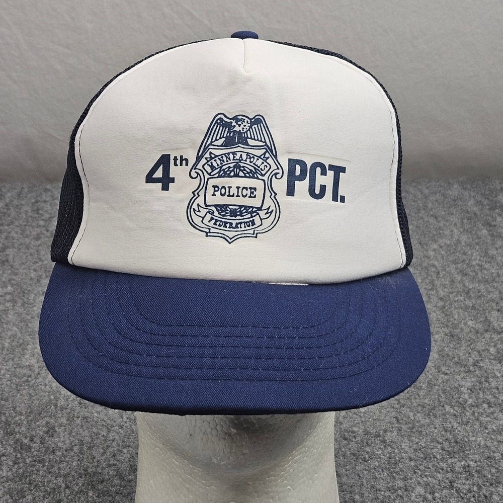 Vintage Minneapolis Police Department 4th Precinct Hat Blue Trucker 80s Taiwan